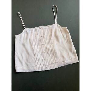 La Ligne Cecily Silk Ivory Cami Pleated Cottagecore Feminine Minimalist XS